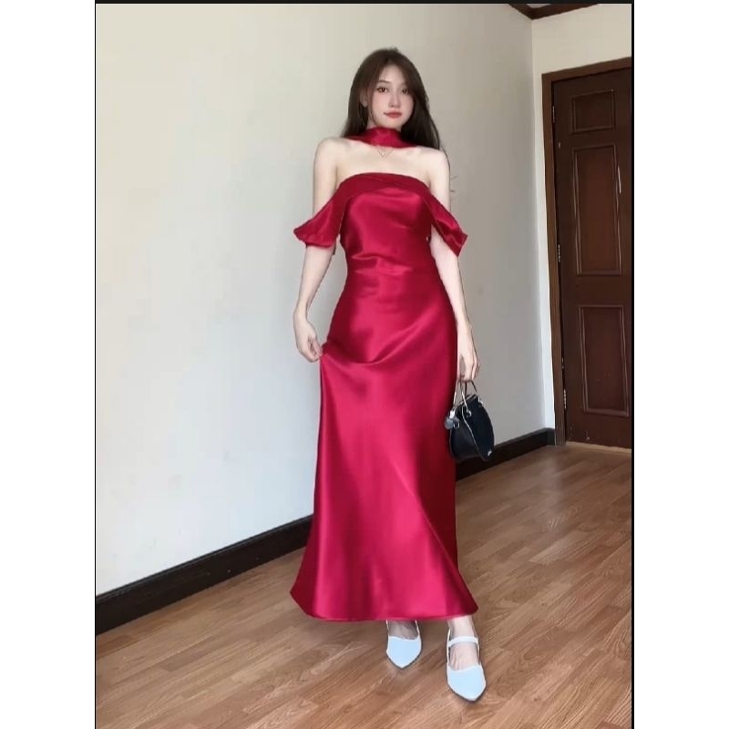 Đầm Lụa Dự Tiệc Dáng Dài Trễ Vai Sang Chảnh - Váy Jessica  Dress (Có Mút) | BigBuy360 - bigbuy360.vn