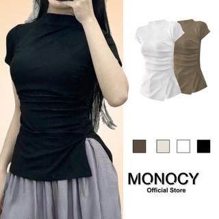 Áo Thun Nữ Cổ Cao Xẻ Hông Siêu Hách Dáng, Chất Liệu Thun Cotton Co Giãn Thấm Hút Mồ Hôi Tốt MNC218