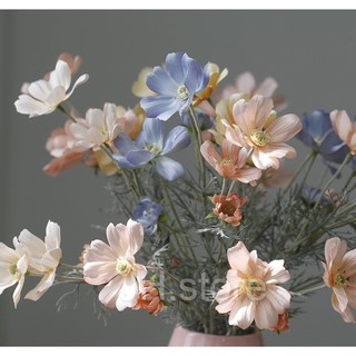 Hoa giả-Hoa lụa cao cấp-Hoa sao nháy giả-Cúc cánh bướm cành 6 hoa -Decor trang trí nhà cửa-Đạo cụ chụp hình