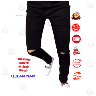 QUẦN JEAN NAM MÀU ĐEN DÁNG HÀN THỜI TRANG CO GIÃN, QUẦN BÒ NAM PHONG CÁCH TRẺ CÓ SIZE ĐẠI BIG SIZE