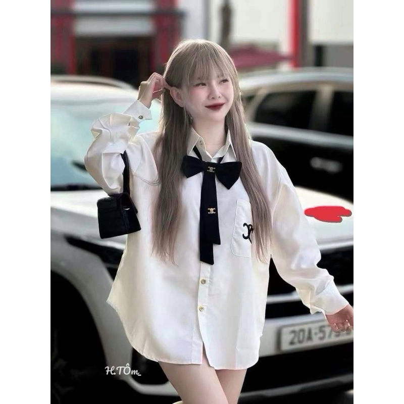 Sơ mi ce.line kèm nơ qcl1