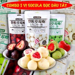 Combo kẹo 3 vị socola bọc dâu tây siêu ngon khó cưỡng