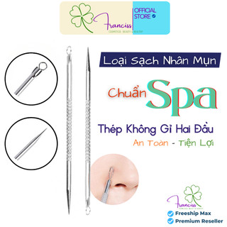 Cây nặn mụn - cây nặn mụn đầu đen 2 đầu chuyên nghiệp inox