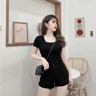Áo Thun Tăm Co Giãn 4 Chiều Cổ U Ôm Body Tôn Vòng 1 Siêu Đẹp V199