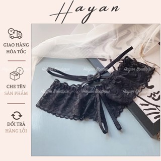 HT034 Quần lót lọt khe hở đáy xẻ đũng dây chéo đính nơ, quần lót ren mềm mại gợi cảm HT034