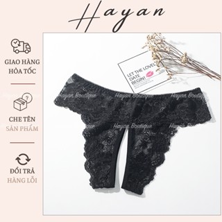 HT031 Quần lót sexy ren hoa xẻ 2 mảnh gợi cảm, quần lót nữ không đũng xẻ đáy mềm mại HT031