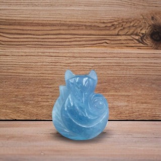 Bà hồ ly ôm hoa mẫu đơn đá aquamarine xanh dương hàng loại a tặng kèm móc bạc hl100 - hợp mệnh mộc, thủy