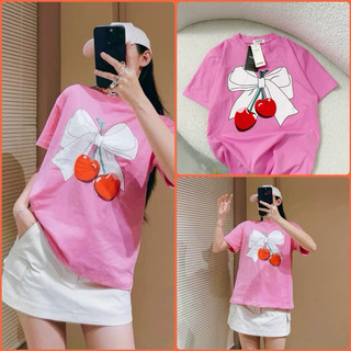 ÁO THUN PHÔNG NỮ HỒNG NƠ CHERRY COTTON QCCC kèm ảnh thật 2024