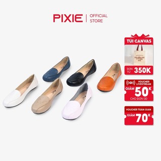 Giày Búp Bê Bệt Da Thật Mũi In Họa Tiết H177 Pixie 