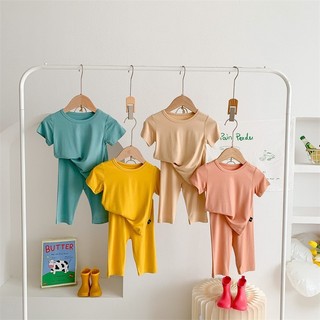 Bộ Tay Cộc Quần Dài Thun Lạnh Minky Mom Chính Hãng Trơn Basic, Bộ Đồ Mặc Nhà Bé Trai Bé Gái 5-16kg mã CT2