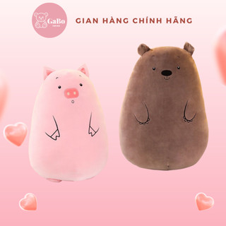 Gấu bông Animal size 50cm béo ú cute, Gối ôm vải miniso có dây kéo, GABO TEDDY BEAR