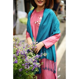 Khăn choàng lụa tơ tằm CHẤT SILK cho nữ từ sợi tơ tằm lõi nhỏ có tua nhẹ nhàng giúp chống nắng, đi du lịch 7 màu