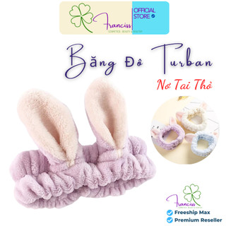 Băng đô turban - băng đô nơ tai thỏ vải nhung 3d mềm mịn dễ thương cute