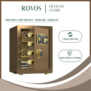 Két Sắt ROVOS Két Sắt Mở Khóa Điện Tử Kết Hợp Vân Tay Màu Nâu Đen, Chức Năng Có Chuông Cảnh Báo Chống Trộm Bảo Mật 3 Lớp