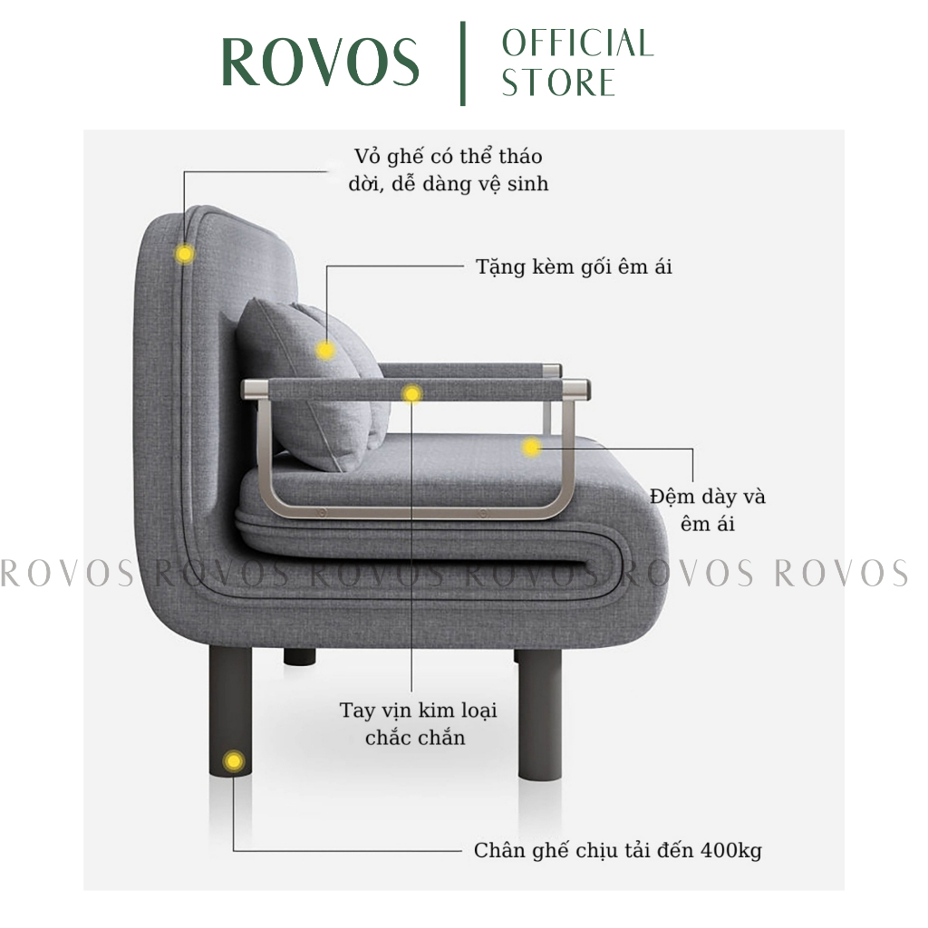 Ghế Sofa Giường ROVOS Giường Gấp Gọn Thành Ghế Sofa Tiện Lợi Thông Minh Dành Cho Nhà Có Diện Tích Bé Hoặc Văn Phòng | BigBuy360 - bigbuy360.vn