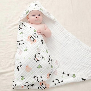 Choàng Ủ Xô Có Mũ Cho Bé Sơ Sinh, Khăn Quấn Cho Bé Mềm Mại, Thoàng Mát, Thấm Hút Tốt Kích Thước 70 x 70cm
