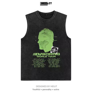 Áo Ba Lỗ Nam Họa Tiết Hình Màu Xanh Nổi Bật HeiLit Tank Top Nam Chất Vải Cotton Dày Dặn Thoải Mái