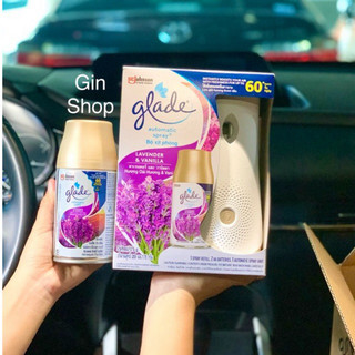 Bộ máy xịt thơm phòng tự động Glade hương Lavender & vanilla 269ml/175g