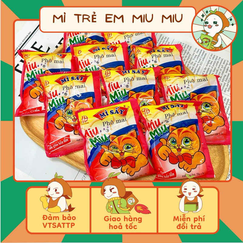 Nguyên Bịch 50  Gói Mì Trẻ Em MIU MIU, Mì Sấy Phô Mai, Mì Trẻ Em Ăn Vặt Tuổi Thơ, Đồ Ăn Vặt Nhà Mầm.