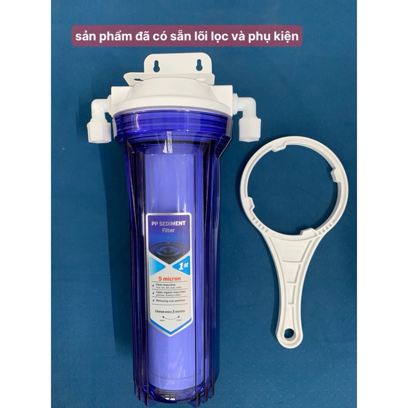 bộ lọc nước sinh hoạt ly đơn 10inch ren 13 ren 21 (kèm phụ kiện)