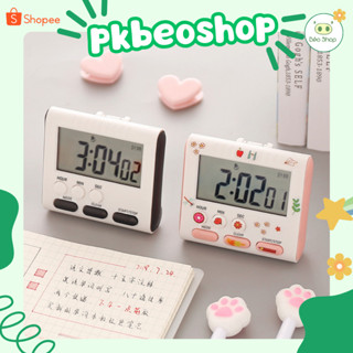 Đồng hồ để bàn mini Pkbeoshop đồng hồ bấm giờ báo thức hẹn giờ có màn hình nút bấm tiện lợi