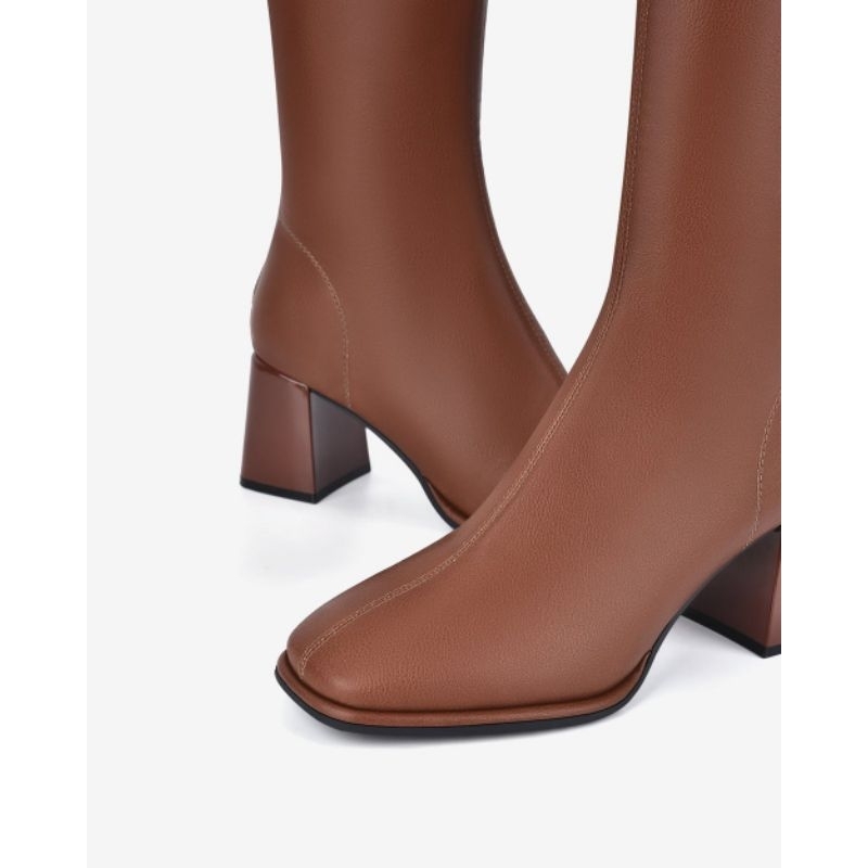 GIÀY BOOT NỮ ĐÔNG HẢI CỔ CAO DA BÓNG THỜI THƯỢNG  