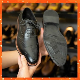 Giày Tây Nam Công Sở Đẹp Kiểu Oxford Buộc Dây Da Bò Thật Cao Cấp Hàng Việt Nam Xuất Khẩu Đế Cao Su Da Mềm Siêu Êm