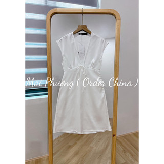 (sẵn Xs/S)VÁY LỤA BUỘC DÂY ZARA XUẤT