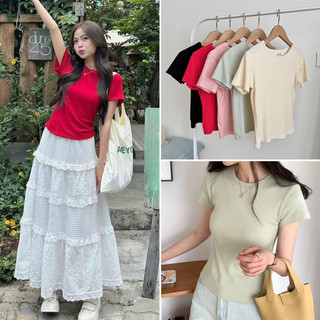  Áo thun cổ tròn cotton tăm lạnh chất đẹp mặc siu mát dáng ngắn