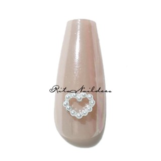 Tim ngọc mini đính móng charm hot , charm tim ngoc trai style nail Hàn