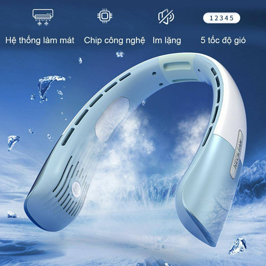 Quạt Điều Hòa Đeo Cổ NMC Thế Hệ Mới- Nâng Cấp Động Cơ Mạnh Mẽ, 5 Tốc Độ Gió, Pin Trâu, Thiết Kế Sang Trọng