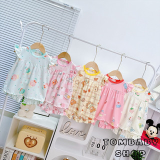 Bộ cộc cánh tiên babydoll cho bé gái vải thun lạnh 3D