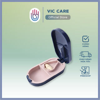 Hộp cắt thuốc, dụng cụ cắt viên thuốc, đồ cắt thuốc nhựa cao cấp, có ngăn, tiện dụng, dễ dàng vệ sinh Vic Care