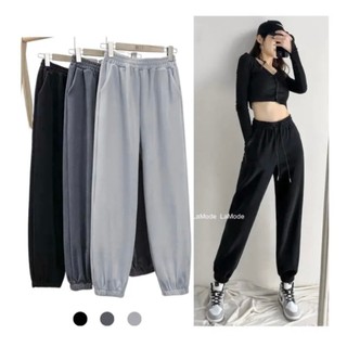 Quần ống rộng nỉ nhung tăm Lylyshop Unisex kiểu quần dài ống suông cạp chun lưng cao có dây rút chỉnh eo