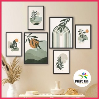 Set 6 tranh dán tường trang trí phòng khách,  tranh tối giản, decor phòng ngủ, tranh treo tường in Phát Tín, canvas