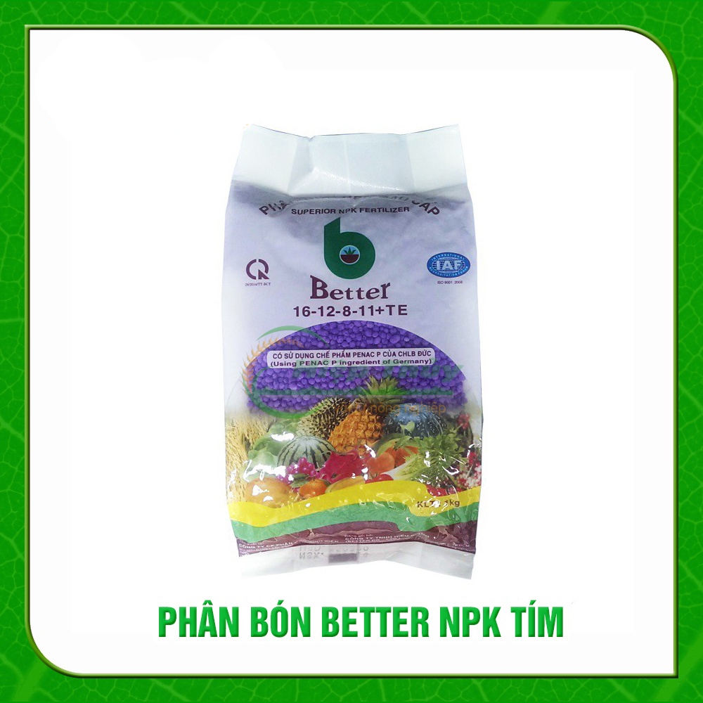 Phân bón NPK 16-12-8-11S+TE, NPK Better tím 1kg