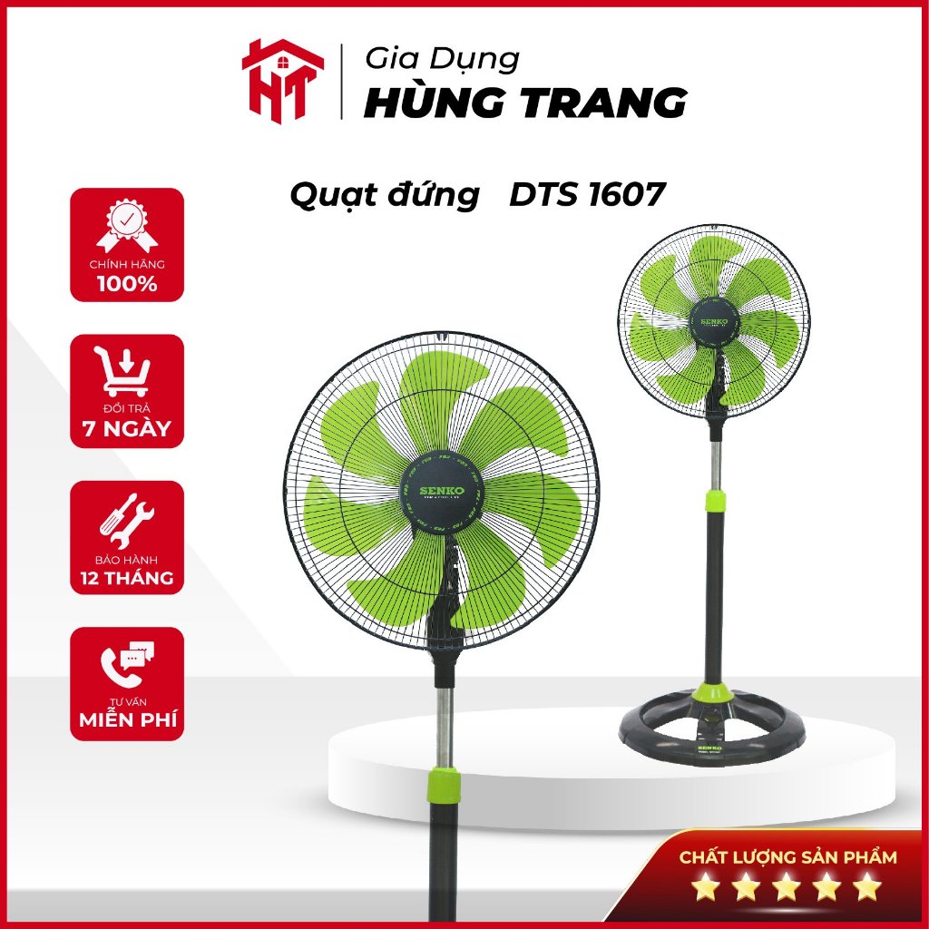 Quạt Đứng Thân Sắt Senko DTS1607(Lồng sắt), DTS1609(Lồng mạ Crom) - Màu ngẫu nhiên - Hàng Chính Hãng