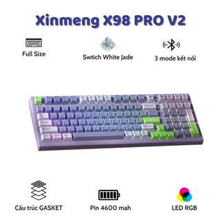 Bàn Phím Cơ Xinmeng X98 Pro 3 Mode Không Dây Bluetooth Led RGB - Mạch xuôi - App Marco - Phím PBT - Hotswap