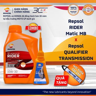  Combo Dầu Nhớt Xe Tay Ga Repsol Rider Matic MB 10w30 800ml + Nhớt Hộp Số Repsol 120ml 