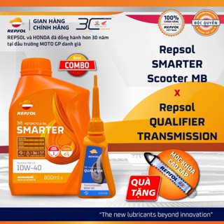 Combo Dầu Nhớt Xe Tay Ga Repsol Smarter Scooter MB 10w40 800ml + Nhớt Hộp Số Repsol 120ml