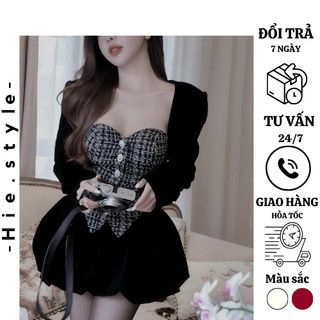 Set 3 món áo quây dạ cup ngực  Bridgerton group mix áo khoác nhung cùng chân váy nhung dáng bom xinh