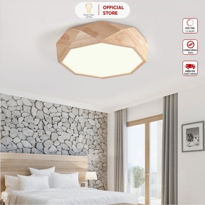 Đèn Ốp Trần Gỗ Energy Green Lighting DGT-5010 - Đường Kính 45cm - Phong Cách Hiện Đại, Tinh Tế - 3 Chế Độ Ánh Sáng