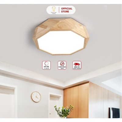 Đèn Ốp Trần Gỗ Energy Green Lighting DGT-5010 - Đường Kính 65cm - Phong Cách Hiện Đại, Tinh Tế - 3 Chế Độ Ánh Sáng