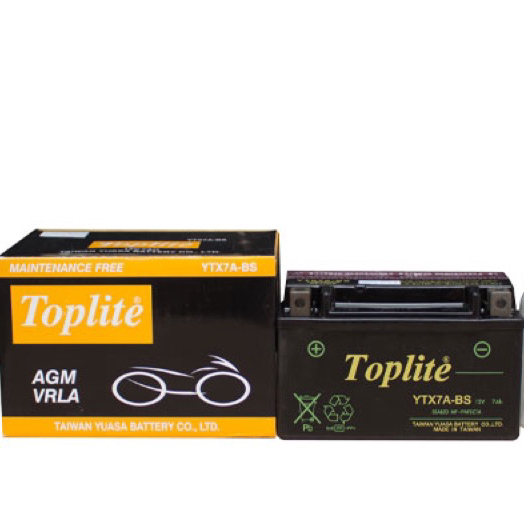 Một Bình Ắc quy xe máy Toplite YTX7A-BS 12V-7AH (HÀNG NGOẠI NHẬP)