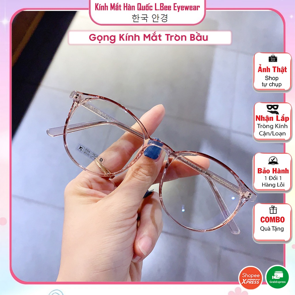 Gọng kính mắt cận tròn nam nữ thời trang Unisex L.BEE EYEWEAR, mắt kính trong suốt chất liệu nhựa cao 82LB43 M35