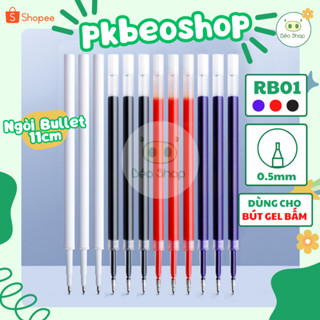 Ruột bút gel mực đen ngòi bullet ST 0.5mm Pkbeoshop ngòi bút bi 11cm dùng thay vào bút gel bấm RB01