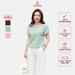 Áo thun nữ CARDINA chất liệu cotton thoáng mát thân thiện với da họa tiết kẻ sọc ngang trẻ trung năng động 4ATC06