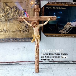 Tượng Thánh Giá Chúa cnan 86cm màu nâu tượng công giáo composite