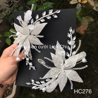 Hoa cài tóc cô dâu cánh nhũ , phụ kiện cài tóc cô dâu
