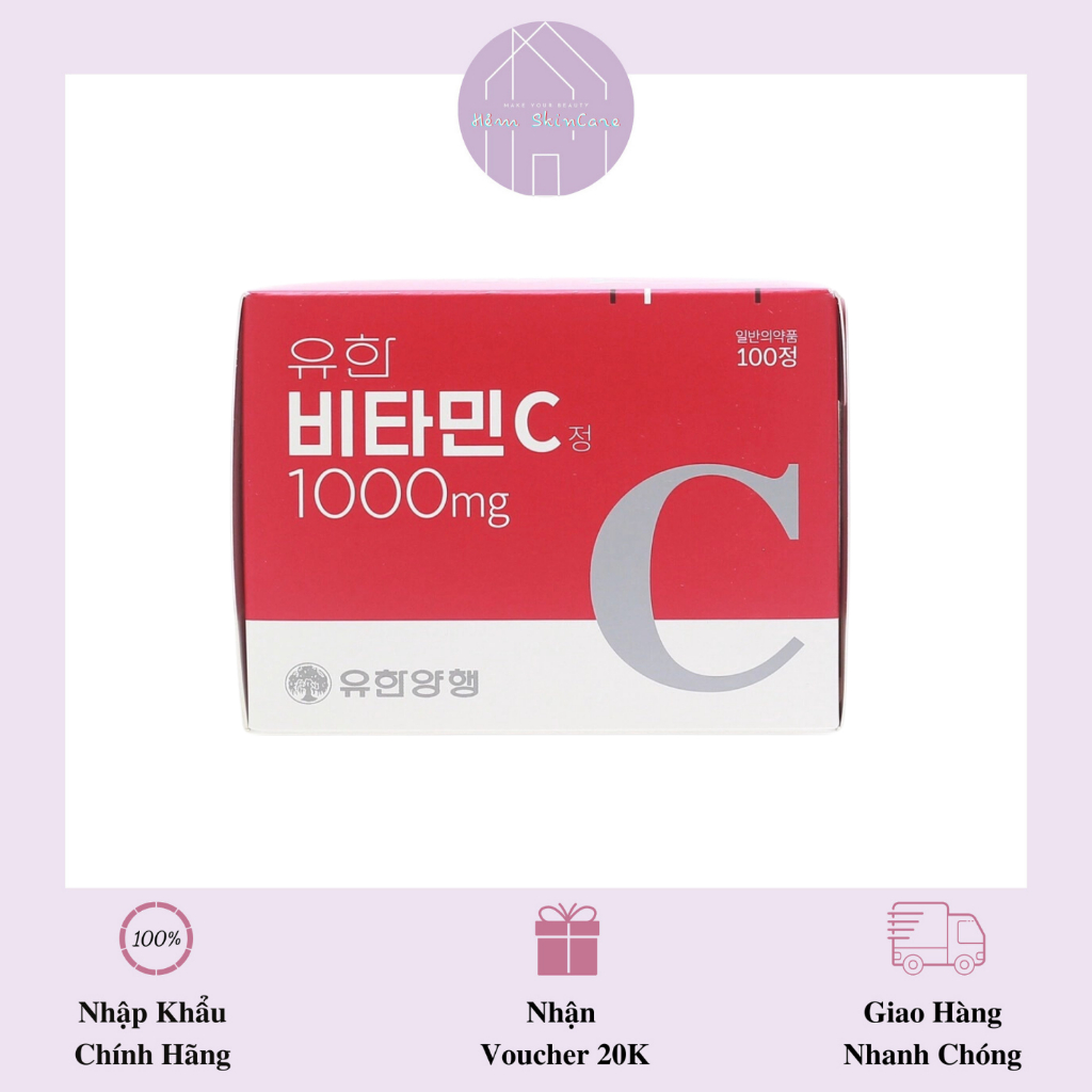 [ YUHAN ] Viên Uống Vitamin C 1000mg Yuhan Hàn Quốc (1 hộp 100viên )